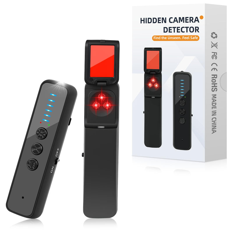 BEE&FLOWER Hidden Camera Detector – Upgraded Portable RF Signal Scanner, Wireless Bug Finder for Travel, Hotel, Home & Office (Black)