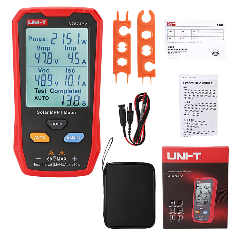 Solar Panel Tester 800W Solar Meter, Solar MPPT Power Meter with LCD Display, Photovoltaic Solar Panel Tester Power Meter