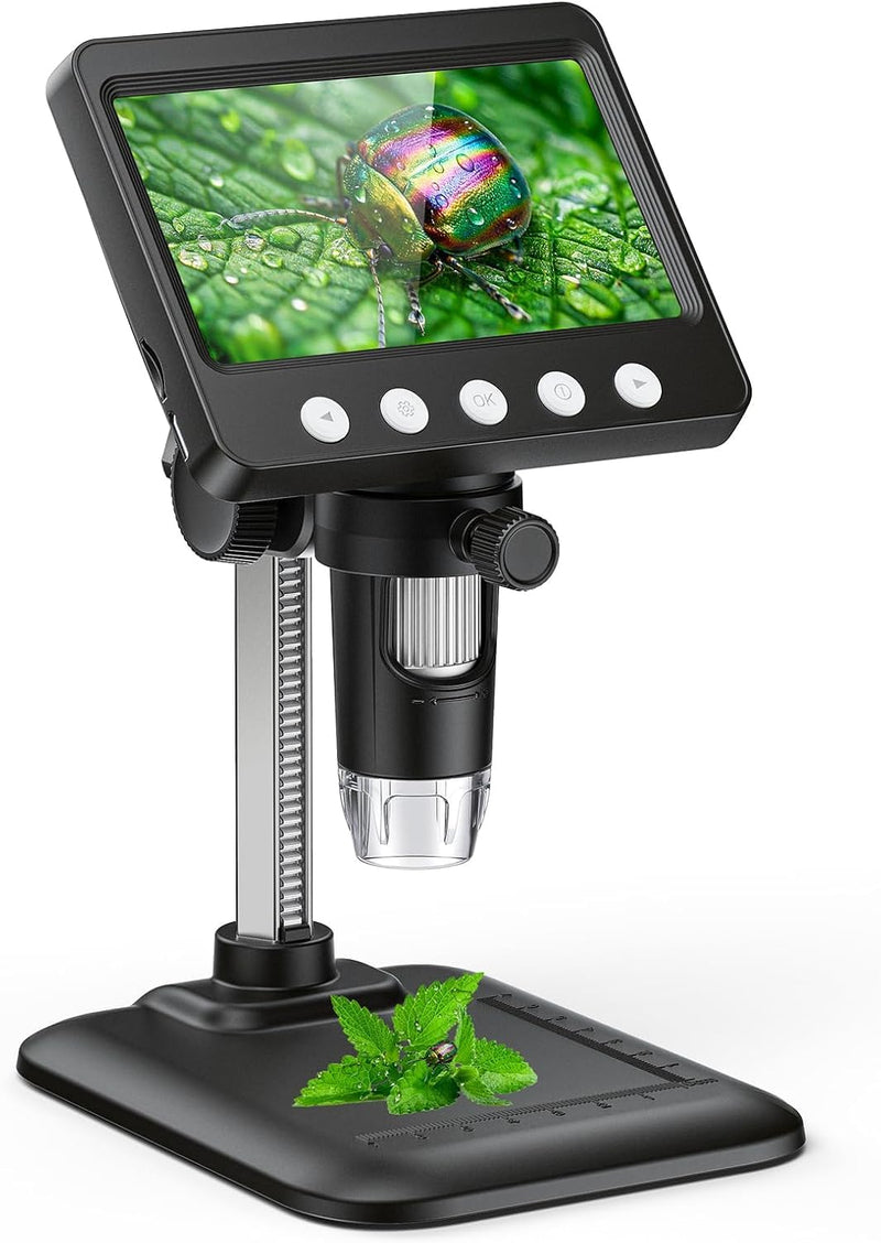 4.3" Digital Microscope for Adults, SKYEAR Coin Microscope 1000X Magnification with 8 Ajustable LED Fill Lights, USB Microscope for Windows/MacOS, Coin Collection Supplies-Black Black