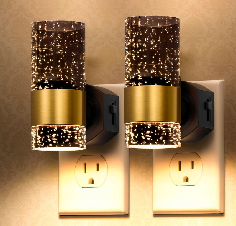 LED Night Lights Plug into Wall, 2-Pack Bright Plug in Nightlights, Dimmable 0-100LM, Dusk-to-Dawn, Wall Sconce-Style, Auto-On/Off, Home Decor for Bedroom, Bathroom, Hallway, Kitchen, 3000K