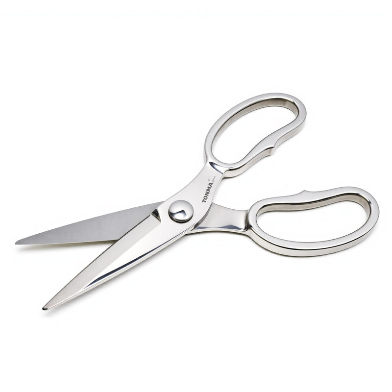 TONMA Kitchen Scissors All Purpose [Made in Japan] Japanese Kitchen Shears with Micro Serrated, Solid Stainless Steel Build Heavy Duty Cooking Scissors for Food, Mirror-Finished, Dishwasher Safe Classic Kitchen Scissors