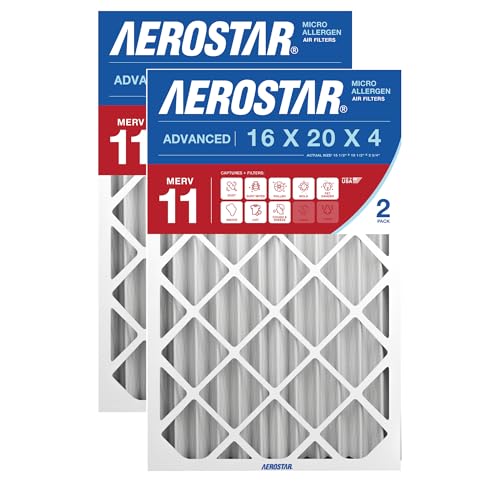 Aerostar Air Filter 16x20x4 MERV 11 AC Filter, HVAC, Furnace Filter, 2 Pack Advanced MERV 11
