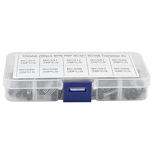 BC547 Transistor Set, 200 Pieces | With Clear Box, BC327 BC337 BC517 BC547 BC548 BC549 BC550 BC556 BC557 BC558, Semiconductor Material, for Electric Vehicles