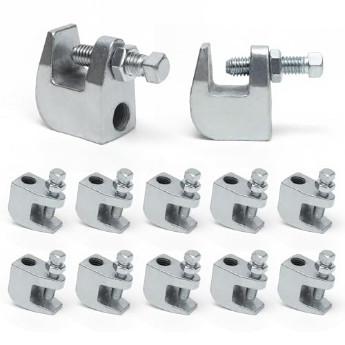 12PCS 1/2" Beam Clamp UNC Iron Safety Rod Beam Clamps, 3/4" Jaw Opening, Heavy Duty Wall/Ceiling Mount for Vertical Piping Support - Fits Copper & PVC Tubing 1/2"