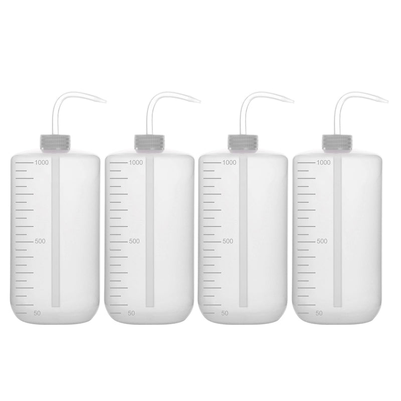 stonylab Chemical Wash Bottle, 4-Pack Plastic Safety Lab Squeeze Wash Bottle, LDPE with Narrow Mouth, 1000 ml / 4 Bottle
