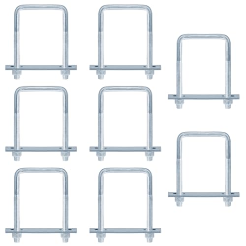8 Pcs 2-1/2 Inch Wide Square U-Bolt, 3/8" x 2-1/2" x 4-1/8"