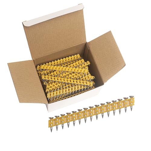 1005x Collated Concrete Nails 3/4 Inch (19mm) for DeWalt DCN890 Cordless Concrete Nailer, 15 Degree Plastic Collated, Full Round Head Hardened Steel Pins for Metal Track, Drywall & Concrete 3/4'' (19mm) 1005
