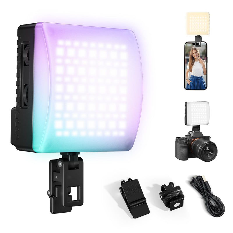 Ulanzi C10 10W Portable LED Light - 1300 Lux High Brightness Camera Light, 3300mAh, 0-359° RGB Video Lights, Cell Phone Selfie Lights with Cold Shoe, Phone Light for iPhone 17