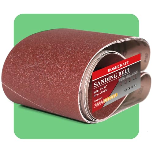 BOSHCRAFT 6 x 48 Inch Belt Sander Sanding Belt, 12 Pack Belt Sander Paper 80/120/150 Grits Assortment Aluminum Oxide Sanding Belts for Belt Sander Knife Sharpening Wood Metal Polishing 6 X 48 Inch - 12 Pack
