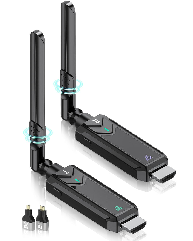 Wireless HDMI Transmitter and Receiver,1312FT/400m 4K Decode1080P Output Plug&Play 2.4G/5.8G Portable HDMI Wireless for Streaming Video and Audio to Monitor from Laptop/PC/TV Box/Projector 1TX+1RX