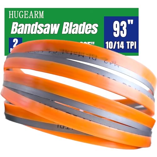 93" Bandsaw Blades 2 Pack, Metal Cutting, 93 x 3/4 x 0.035 Inch, Band Saw Blades, Bi-Metal M42, 10/14 TPI