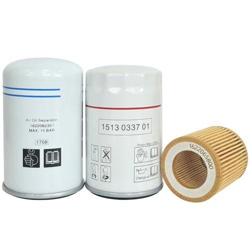1622062301 Oil Separator 1513033701 Oil Filter 1622065800 Air Filter Compatible with Atlas Copco GX2/3/4/5 GX4FF GX5P Air Compressor, Replacement Parts Filter Kit 2901086501