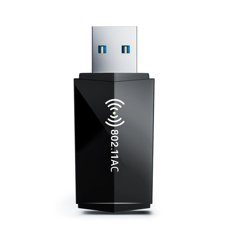 AXOYOXA AC1300 USB WiFi Adapter for Desktop PC & Laptop | Dual Band 2.4G/5G USB 3.0 Wireless Network Dongle with High-Gain Antenna |Win 11/10/7|Fast Gaming & Streaming| Plug-and-Play (Black)