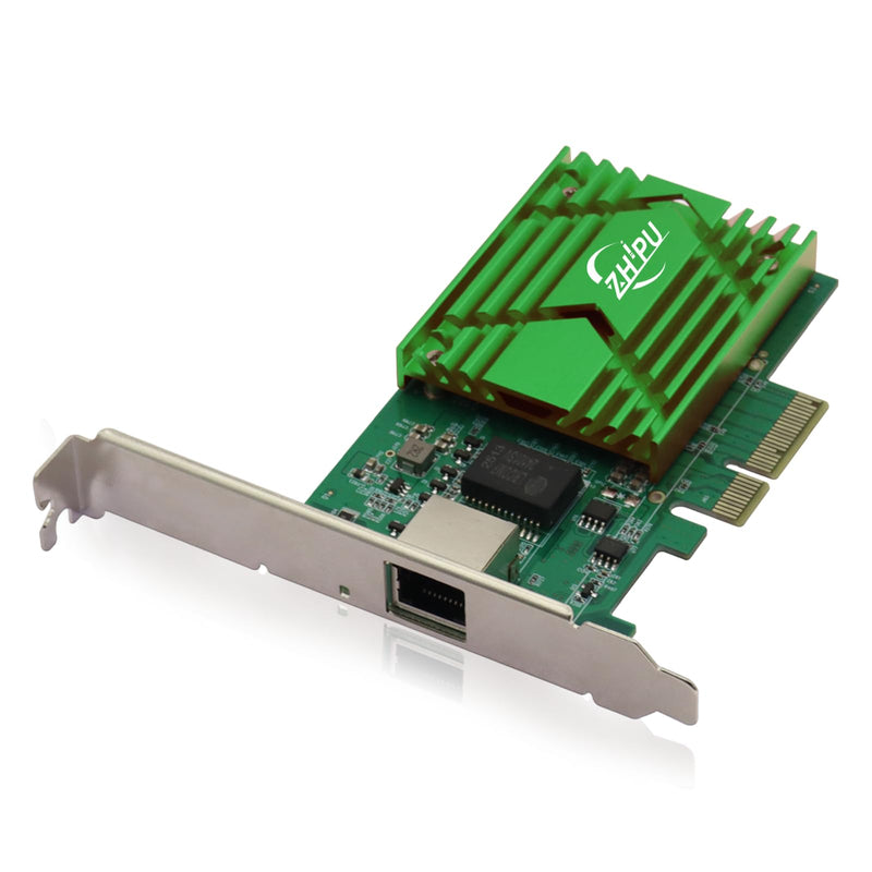 PCIex4 10G RJ45 Ethernet Network Adapter, Single-Port RJ45 NIC Network Card, 10/100/1000M/2.5G/5G/10Gbps Data Rate, Support Windows Server/Windows/Linux/Ubuntu, Green