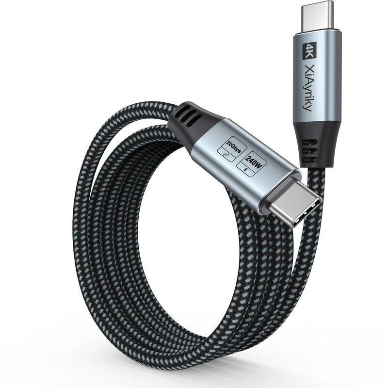USB C to USB C Cable 10FT Long,Type-C Video Data Charging Cable (4K@144Hz, 20Gbps, 240W), USB 3.2 Gen 2 (Thunderbolt 3/4/5 Compatible) for Laptop,Phone, Monitor, Tablets, Docking, SSD,Camera Grey 1