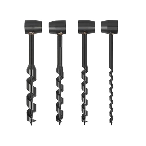 4PCS Heavy-Duty Steel Scotch Eye Hand Auger Bits – Manual Wood Drill for Bushcraft, Camping, Hiking & Woodworking
