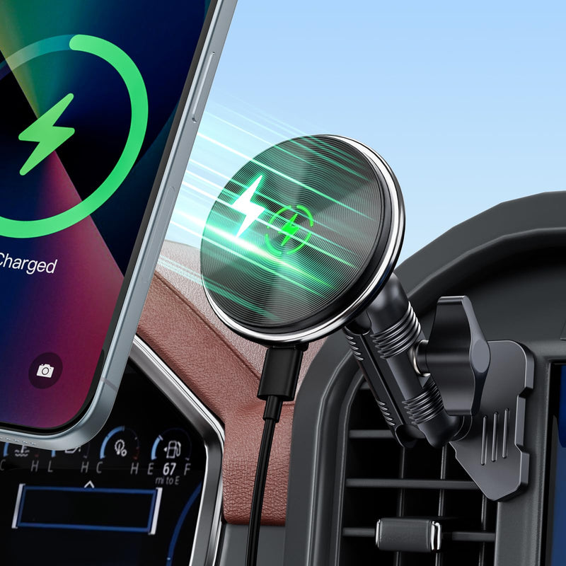 Kaishengyuan Wireless Charger Magnetic Vent Phone Mount Compatible with 2021-2025 Ford F-150, 2023-2025 Super Duty F250/F350/F450, Metal Phone Holder Cradles Bracket Stand for All Smartphone Charging-Magnetic