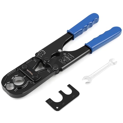 Delgada PEX Crimping Tool 1/2" & 3/4" Combo PEX Crimper Kit for Crimping Copper Rings with Go/No-Go Gauge ASTM F1807 Standard Compliant DL-1824