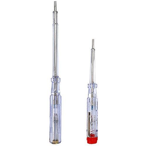 com-four® 2x Voltage Tester with Glow Lamp, Current Tester for 110-250 V AC | Phase tester with resistor - 14 cm & 19 cm - tester screwdriver 2 Pieces - Voltage Tester 14/19 Cm