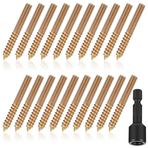 Hicarer 20 Pack 5/16-18 x 6 Inch Hanger Bolts with Driver Bit Gold