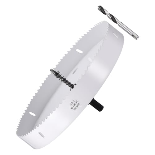 METALLIXITY Bi-Metal Hole Saw 9-1/4" 235mm W/ 2 Drill Bits White 235mm (9-1/4")