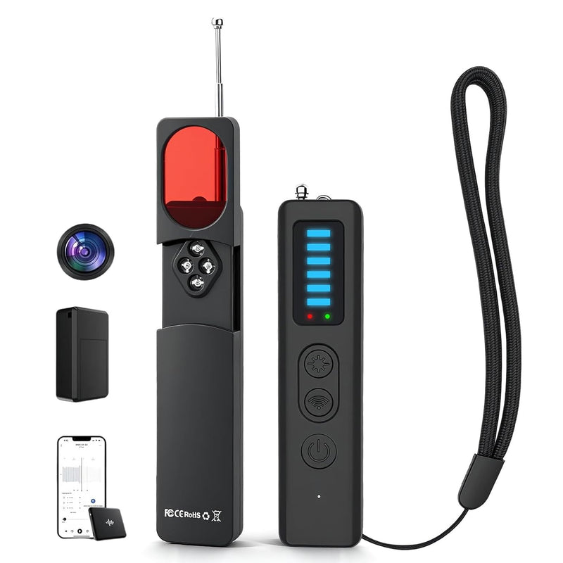 Hidden Camera Detectors - 2025 Advanced Camera Detector, Hidden Device GPS Detector, Bug Detector, Camera Detector for Hotels, Travel, Office, 5 Levels Sensitivity (Black) Black