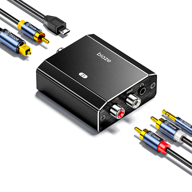 Analog to Digital Audio Converter, RCA to Optical Converter RCA/3.5mm to Toslink and Coaxial Adapter for PS5 PS4 HDTV DVD Soundbar