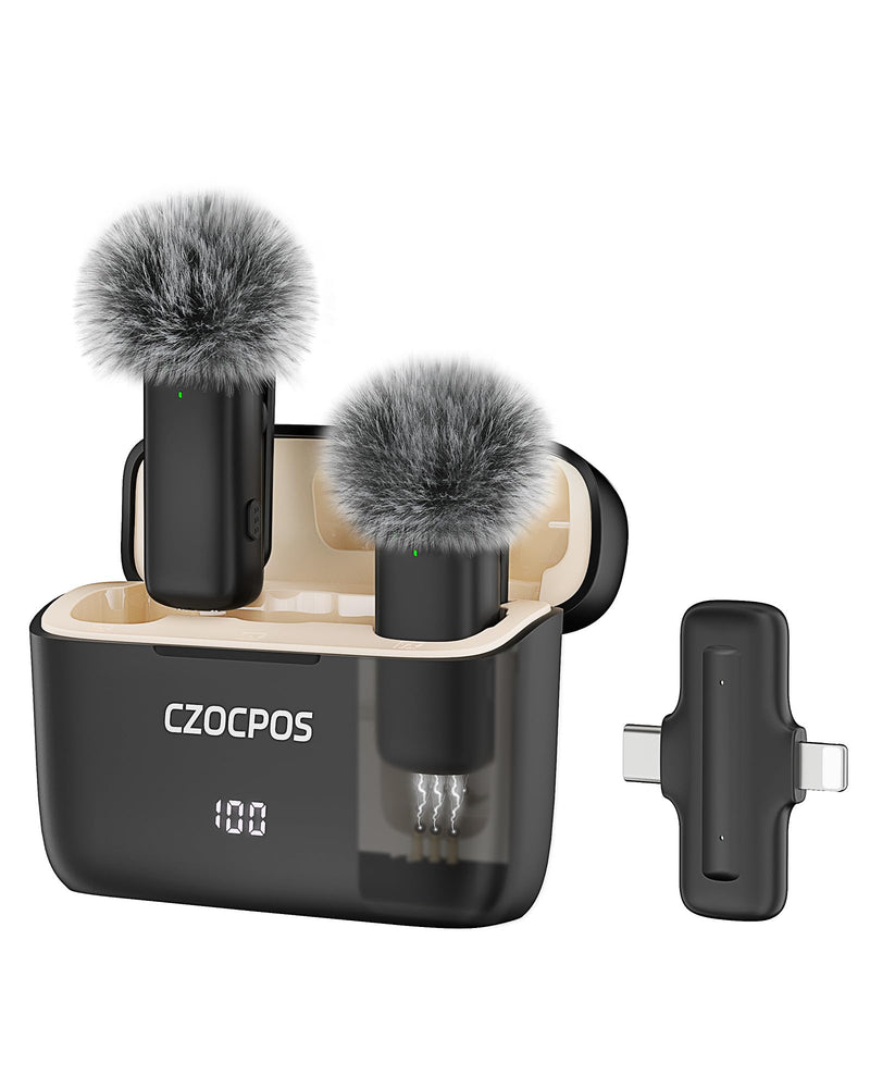 Wireless Lavalier Microphone for iPhone iPad Android with Charging Case,Lapel Mic with Noise Reduction,36H Battery Life, 135ft Range, Mini Microphone for Video Recording,YouTube,Vlog,Live Streaming Mic 2 (2 TX + 1 RX + Case + Wind Covers)