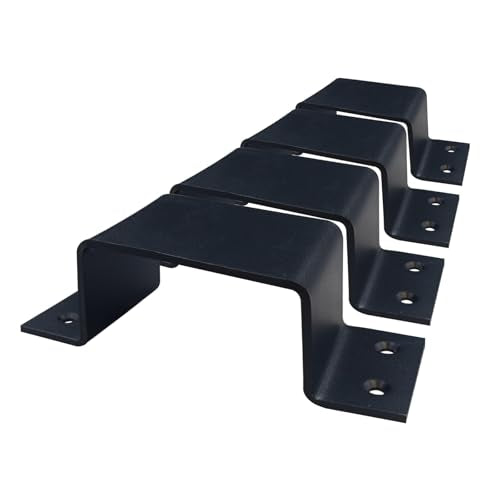 4 Pcs 2×4" Square Pipe Clamp Black Closed Bar Holder for Door Barricade, Square Tube Strap Clamps Fit Standard Lumber,3.8mm Thick 2" x 4" Strap Post Ties-4pcs