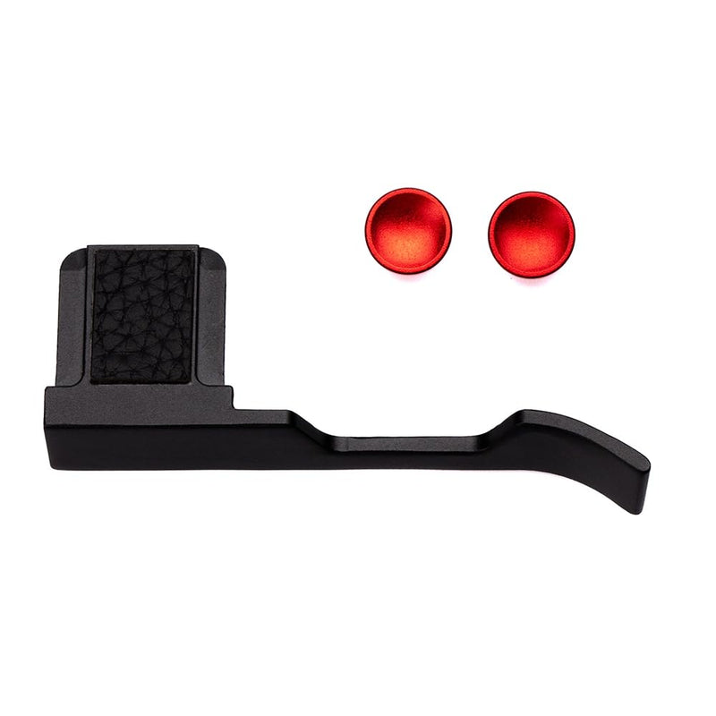 Metal Thumb Grip with Hot Shoe Cover for Fujifilm X100V/X100VI Leather Trim Camera Hot Shoe Thumb Hand Grip (Leather Grain Black) Leather grain black