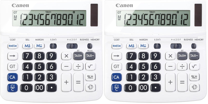 Canon TX-220TSII Standard Function Calculator, White, 1.2" x 5.7" x 5.7" (Pack of 2) 1.2" x 5.7" x 5.7" (Pack of 2)