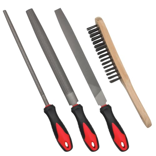 VASTOOLS Metal File 3-Piece 250 mm, Professional File Set Made of T12 Steel Flat File, Half Round File and Round File, for Metal, Wood and More, Tool Sharpener for Professionals and DIY Enthusiasts
