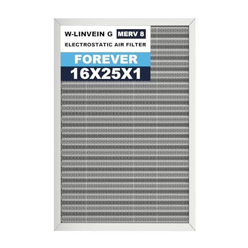 16x25x1 Reusable Air Filter, Electrostatic, Washable Lasts a Lifetime, Breathe Fresher Air in Home and Office HVAC AC Furnace Systems, Merv 8 (Actual Size: 15.5x24.65x0.82 Inch) 24.6" x 15.7" x 1"