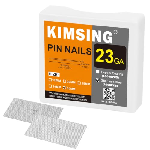 KIMSING 23 Gauge 35mm Stainless Steel Micro Pin Nails 9,000 PCS/Box 1-3/8(Stainless steel 35mm)
