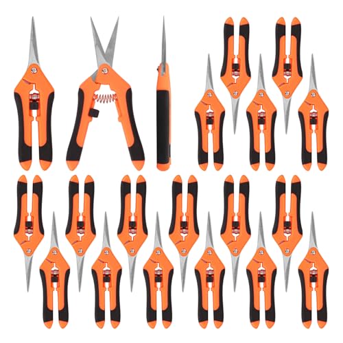 20 Pack 6.5 Inch Garden Pruning Scissors, Hand Pruner with Stainless Steel Blades, Sharp Point Gardening Shears Cutter, Gardening Pruning Shear, Supplies & Accessories(Orange)