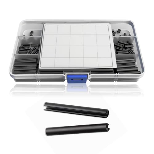 390Pcs Roll Pin Set, 13 Sizes Black Slotted Spring Pin Split Expansion Cylindrical Pins Assortment M1.5 M2 M2.5 M3 M4 M5 M6 for Home Improvement & Machinery Maintenance (390pcs) 390pcs