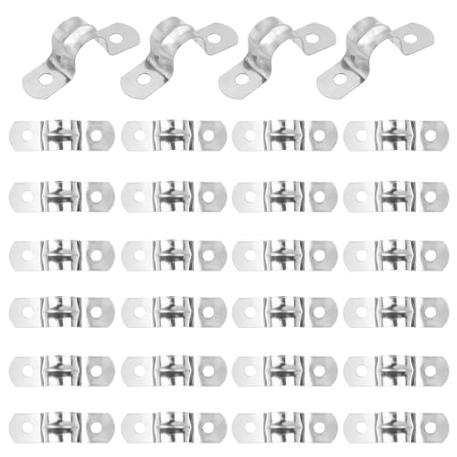 500 PCS 1/2 Inch Stainless Steel Rigid Pipe Strap, M12 Conduit Clamps, U Bracket Mounting Clamps with Two Hole, U Tube Pipe Clamp for Chemical Industry, Commercial 500 PCS 1/2 Inch