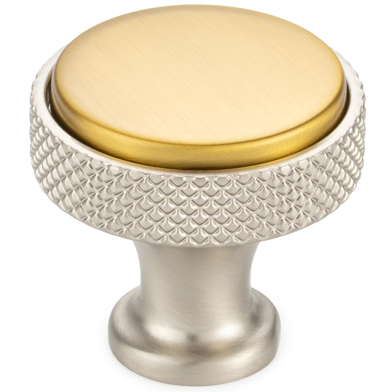 KOOFIZO 10 Pack Gold and Nickel Kitchen Cabinet Knobs Brushed Gold and Silver Drawer Knobs K28 Knurled Round Single Hole Cabinet Pulls for Cabinets Drawers Dresser Cupboard Bedroom Bathroom Brushed Gold + Brushed Nickel Knob