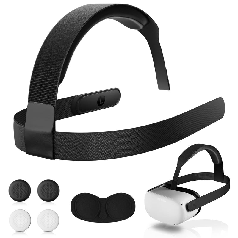Head Strap for 0culus Quest 2 Headset, Original Replacement Headstrap Compatible with Met-a Quest 2, Adjustable VR Head Strap with 4 Controller Thumb Grip Caps