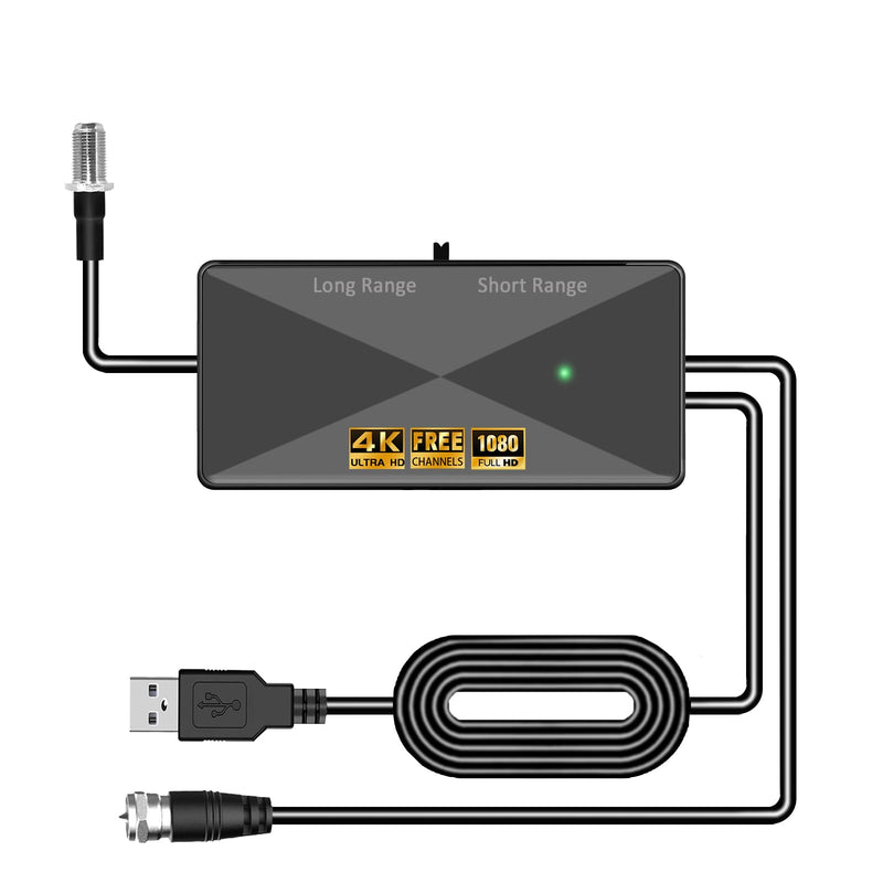 TV Antenna Amplifier Signal Booster, 25dB High Gain Antenna Booster for TV Antennas Indoor Outdoor, Clears Up Pixelated Amplifier, Adjustable Reception Range, USB Power (BK18) BK18