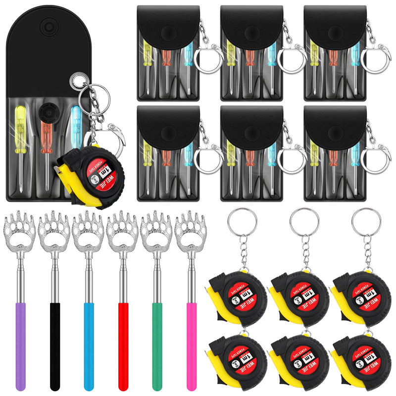Pickmesh 18 Pcs Christmas Employee Coworkers White Elephant Funny Gifts for Men Women Prizes for Adults Bulk Mini Measuring Tape Screwdriver Keychain Back Scratcher Stocking Stuffers for Xmas