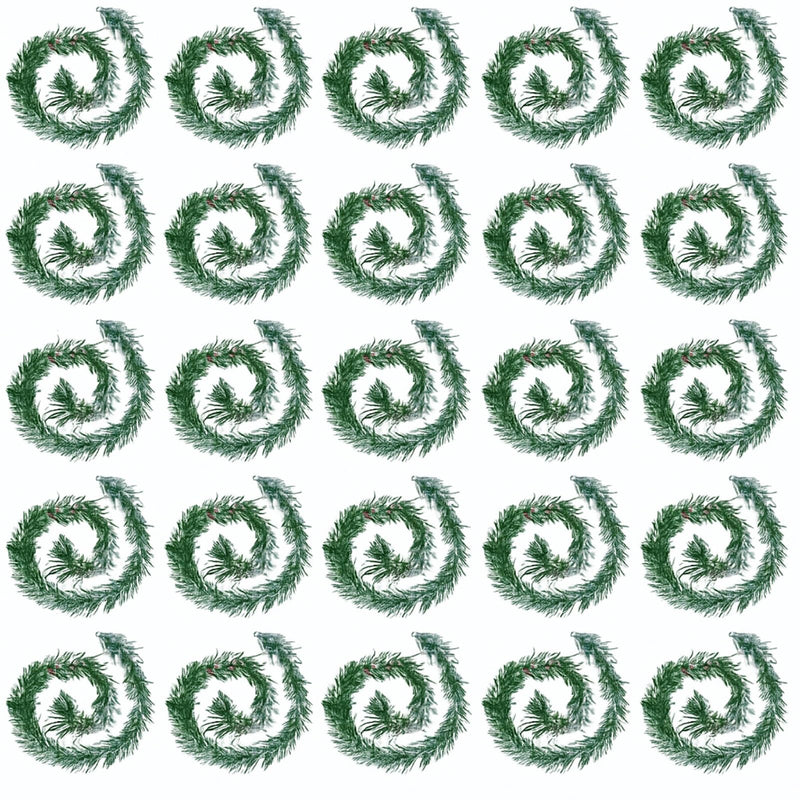 Zhengmy 30 Pcs 20 inch Total 50 ft Christmas Garland Ties with Snow-Frosted Pine, Garland Twist Ties Flexible Pine Stems for Christmas Stairs Railing Banister Decorations DIY Craft Gift Wrapping Snow-frosted Pines