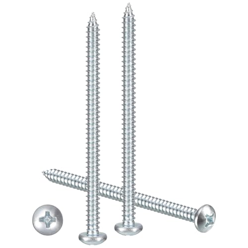 METALLIXITY Phillips Pan Head Self Tapping Screw #12x4 100Pcs #12x4" Silver 100
