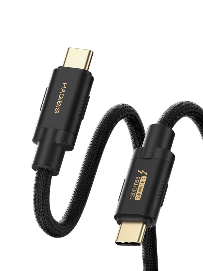 Hagibis Thunderbolt 5 Cable (Intel Certified), 120Gbps Data Transfer, 240W Fast Charging, 16K@60Hz Display USB-C Cable, Compatible Thunderbolt 4/3, USB4/3, for iPhone 17/16/15, MacBook,(3.3ft) 3.3ft