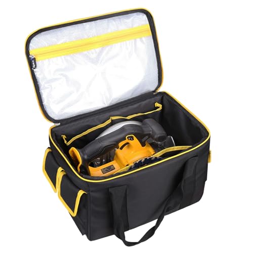Tool Bag for DEWALT 20V MAX 6-1/2-Inch Circular Saw DCS391B/ DCS565B with Multi-Pocket for Batteries/Masks/Circular Saw Blades, Universal Tool Bag for 6-1/2-Inch Circular Saw (Black & Yellow) Black & Yellow