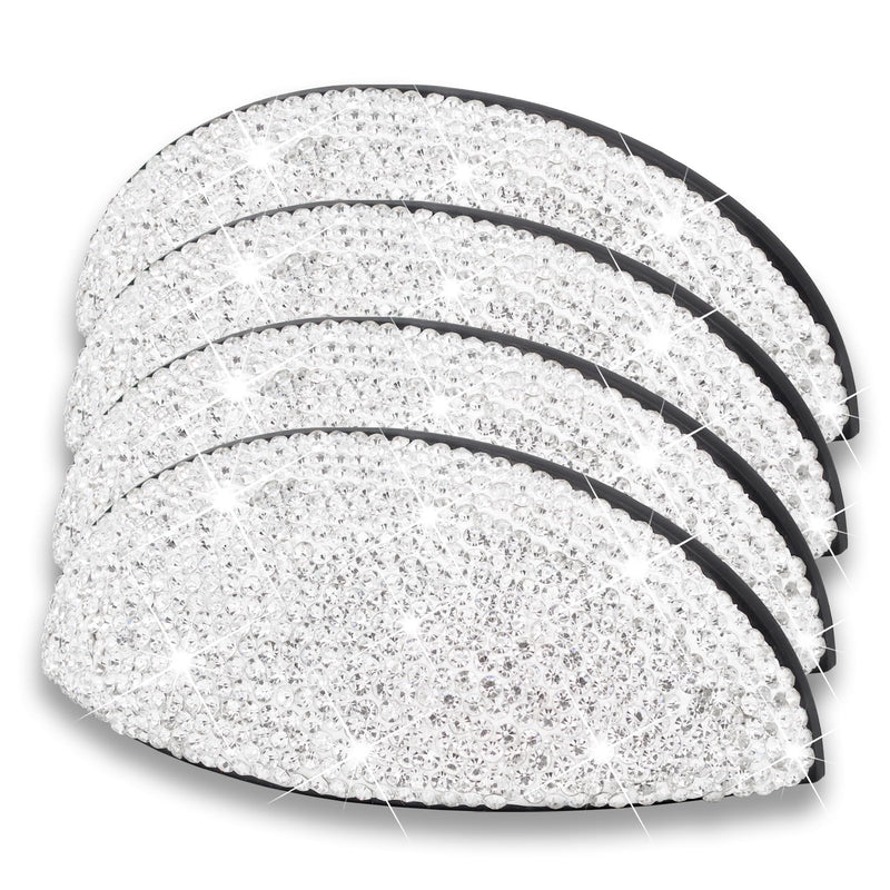 4Pcs 3" Bling Drawer Pulls Flat Cup Pull, Zinc Alloy Handmade Crystal Decoration Knobs Shell Ear Like Handles with Screws for Home Kitchen Bathroom Office Cabinet Dresser Bin Hardware (White) 4 Pack White