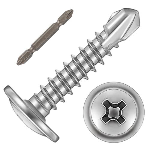 LEIFIDE 500pcs #8 x 1 Stainless Steel Self Tapping Screws, Phillips Drive Modified Truss Head, 410 Stainless Steel Sheet Metal Screws for Metal, Plastic, Wood #8 x 1"