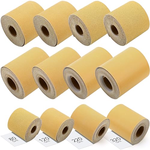 8 Rolls 40 Yards 80, 120, 220, 320 Grit Psa Continuous Sandpaper Roll 2-3/4" Wide Longboard Sandpaper Self-Adhesive Sand Paper Automotive Woodworking Hand Sanding Block 5 Yards 8
