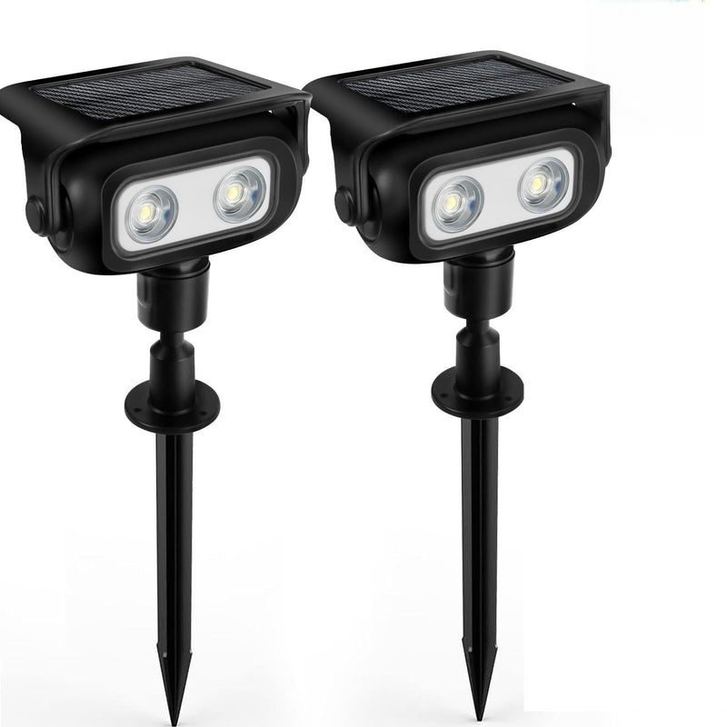 Solar Lights Outdoor, Motion Sensor Outdoor Solar Spotlights Waterproof, Outside Wall Lights, Outdoor Lights Solar Powered for Garden/Patio/Yard/Lawn/Backyard, Warm Yellow Light, 2 Packs Yellow-2 Pack Black