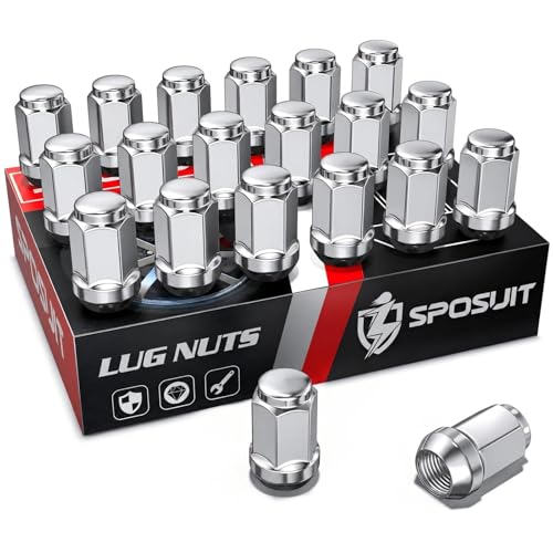 Sposuit 20 Pcs 7/16-20 Black Lug Nuts, 19mm Hex - Replacement for Chevy 20 Pcs HexDrive Chrome